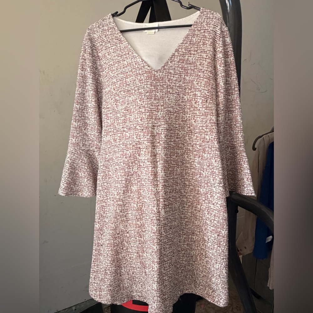 Maeve Pink and White Long Sleeve Dress